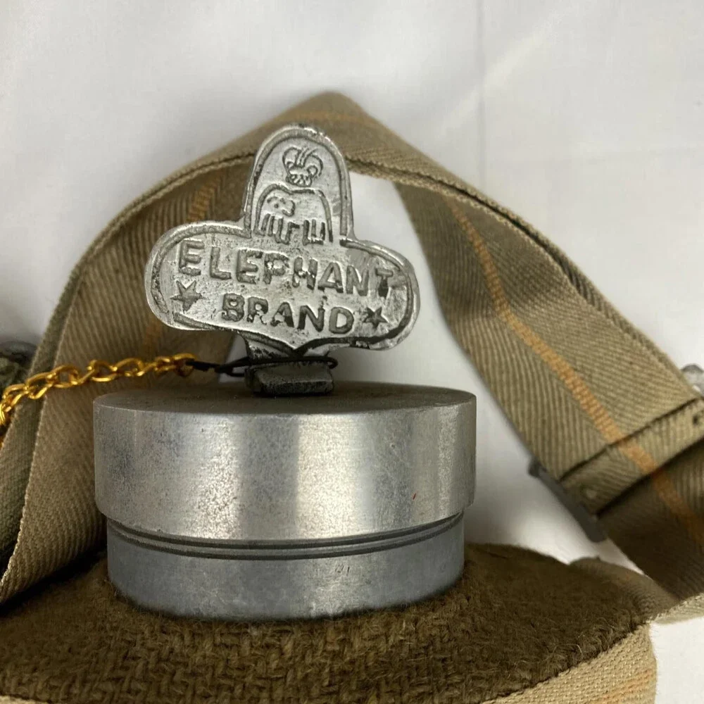 Pair Of Vintage Elephant Brand E. Pakistan Water Bottle Strap Wool Insulation