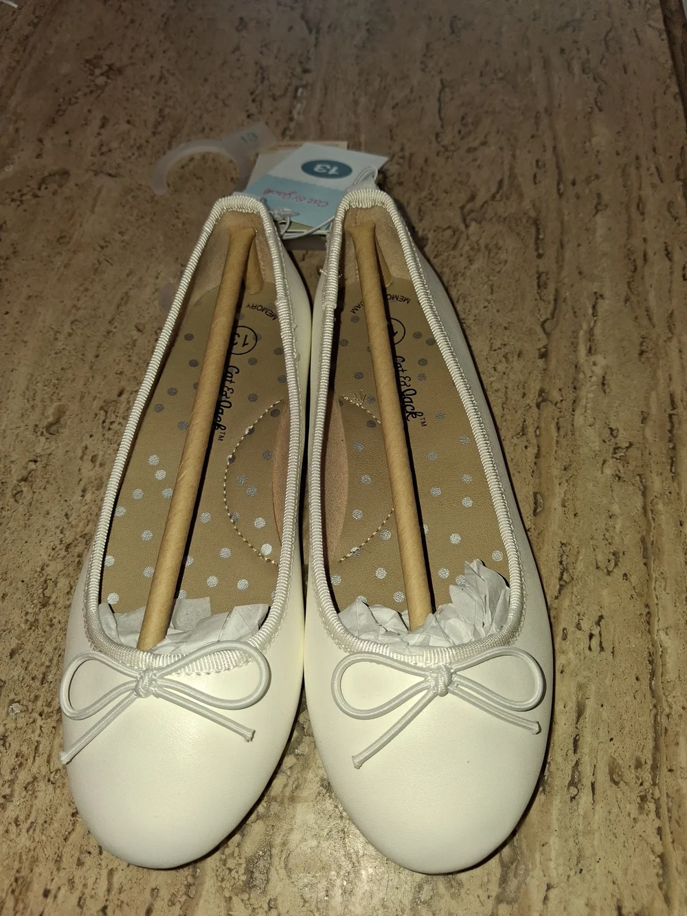 Cat & Jack Cream Ballet Flats with Bow