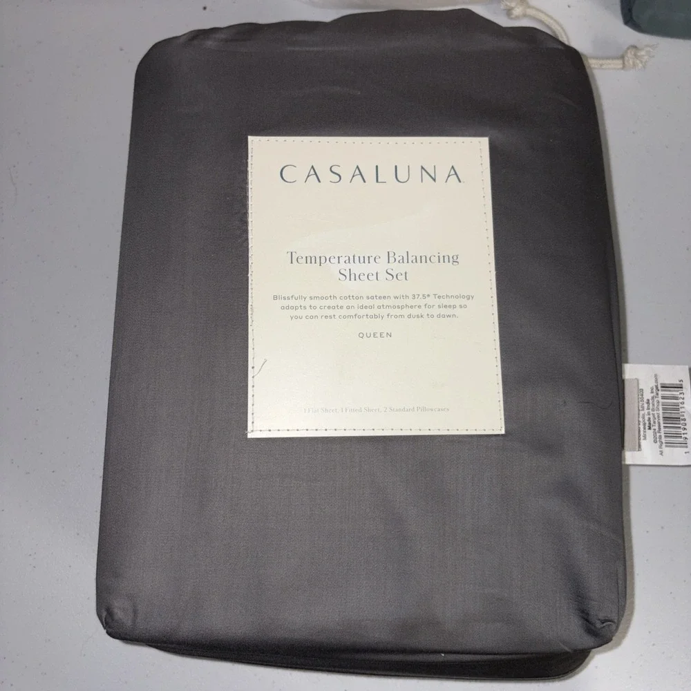 CASALUNA Temperature Balancing Sheet Set , 300 Thread Count -Dark Grey QUEEN New