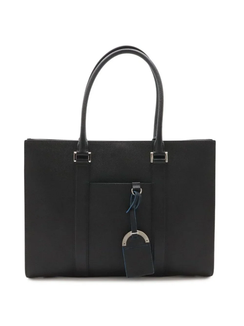 Bvlgari Man Business Briefcase Document Purse Leather Black Silver