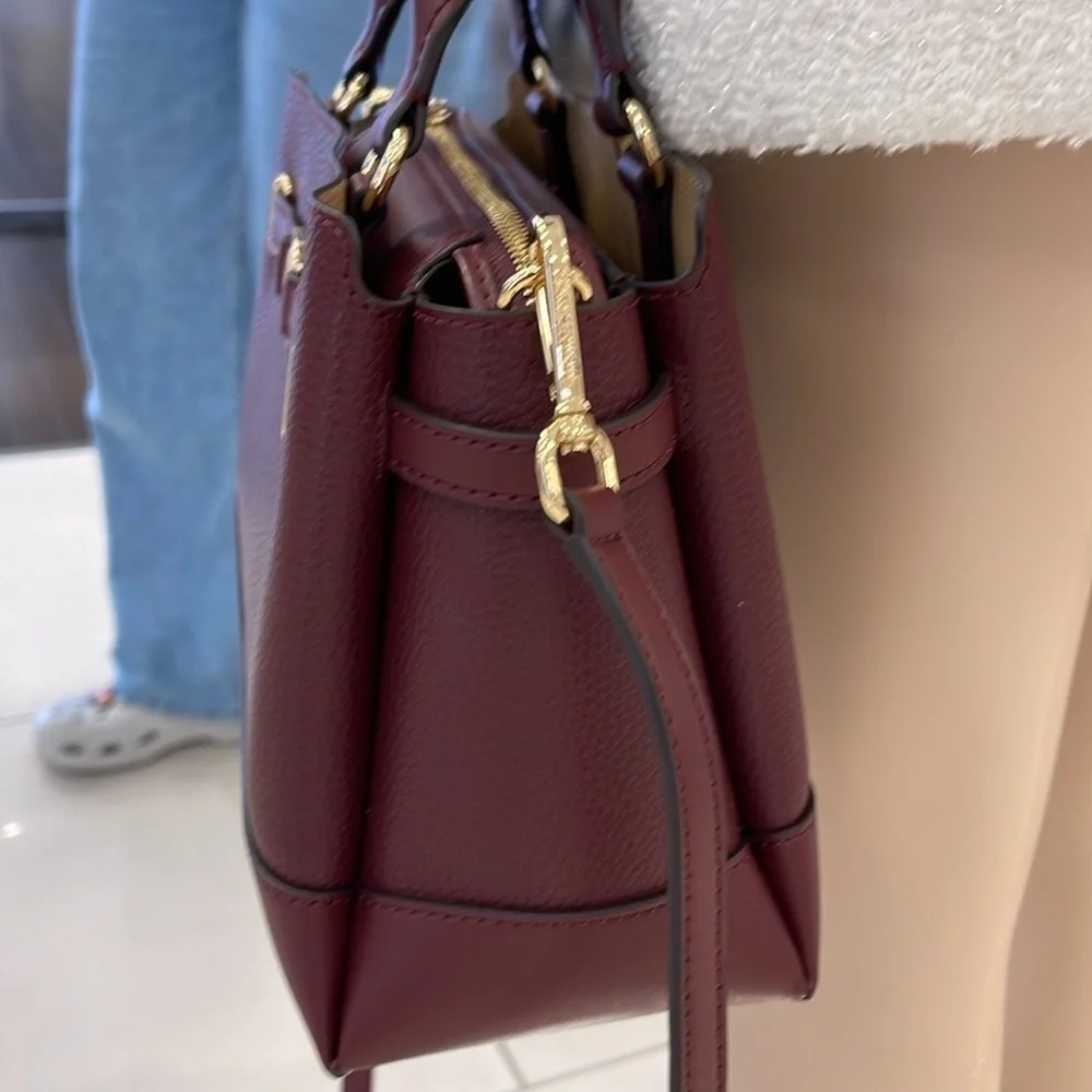 Michael Kors Reed Small Satchel Crossbody Center Zip Bag Color: OXBLOOD  NWT