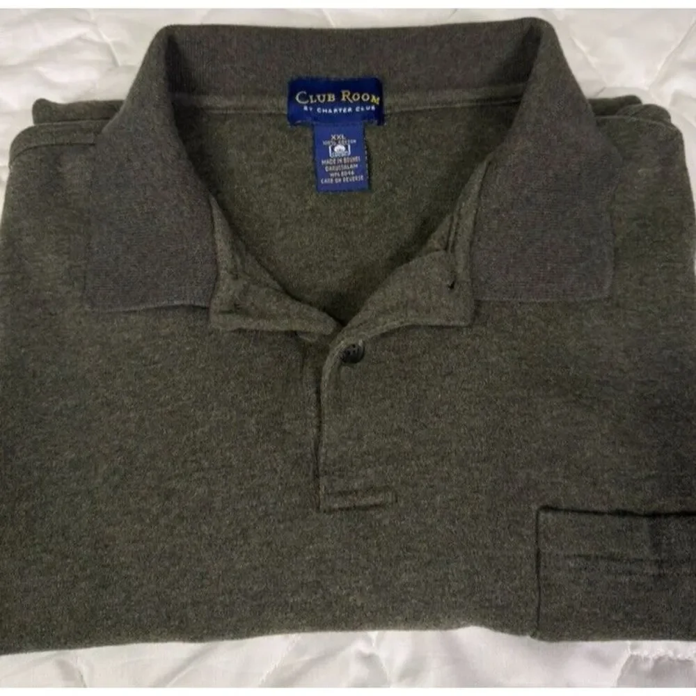 Club Room by Charter Club XXL Mens 1/4 Button Front Green Long Sleeve Knit‎