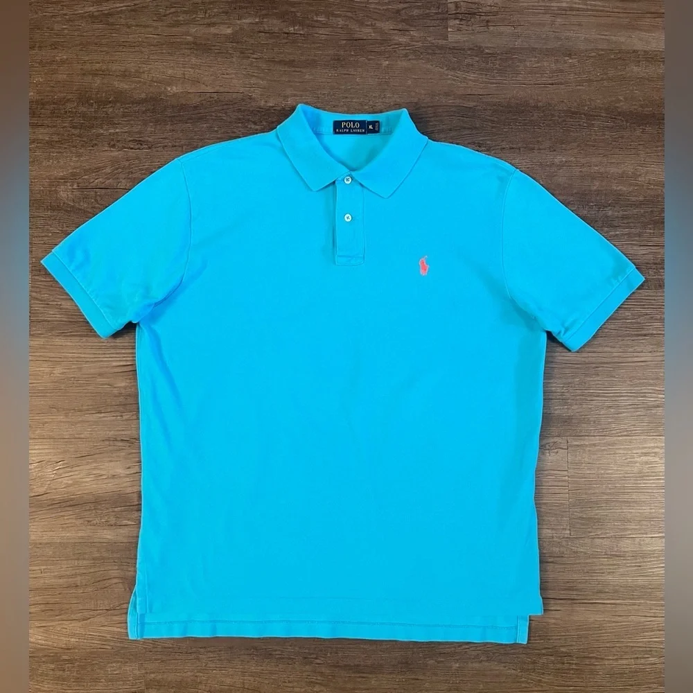 Polo Ralph Lauren Blue Cotton Polo Shirt Short Sleeve Classic Fit XL‎ C34