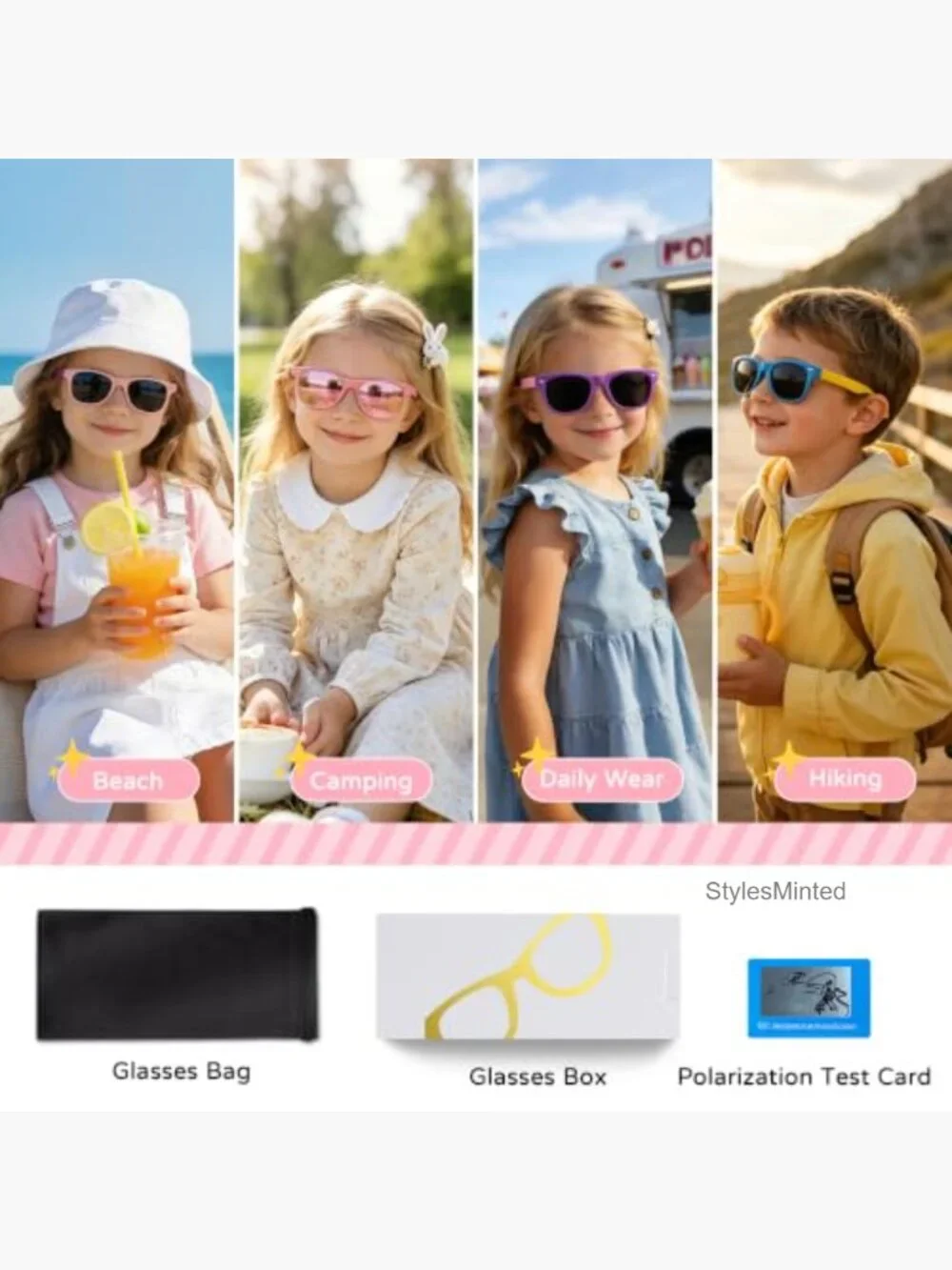 Kids Polarized Sunglasses 3 Pack UV Protection Flexible Frame