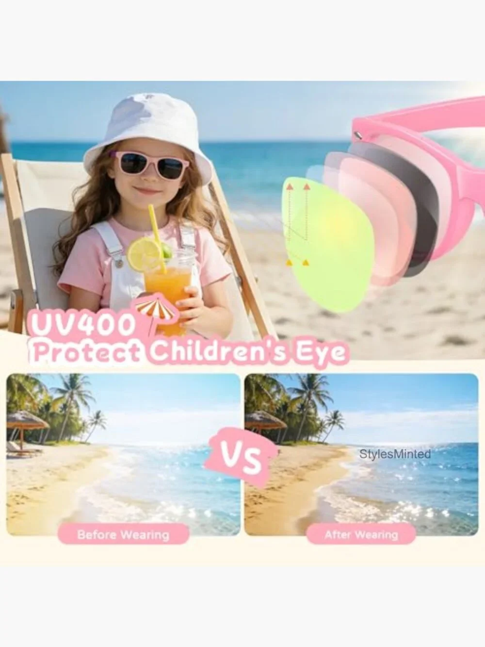 Kids Polarized Sunglasses 3 Pack UV Protection Flexible Frame