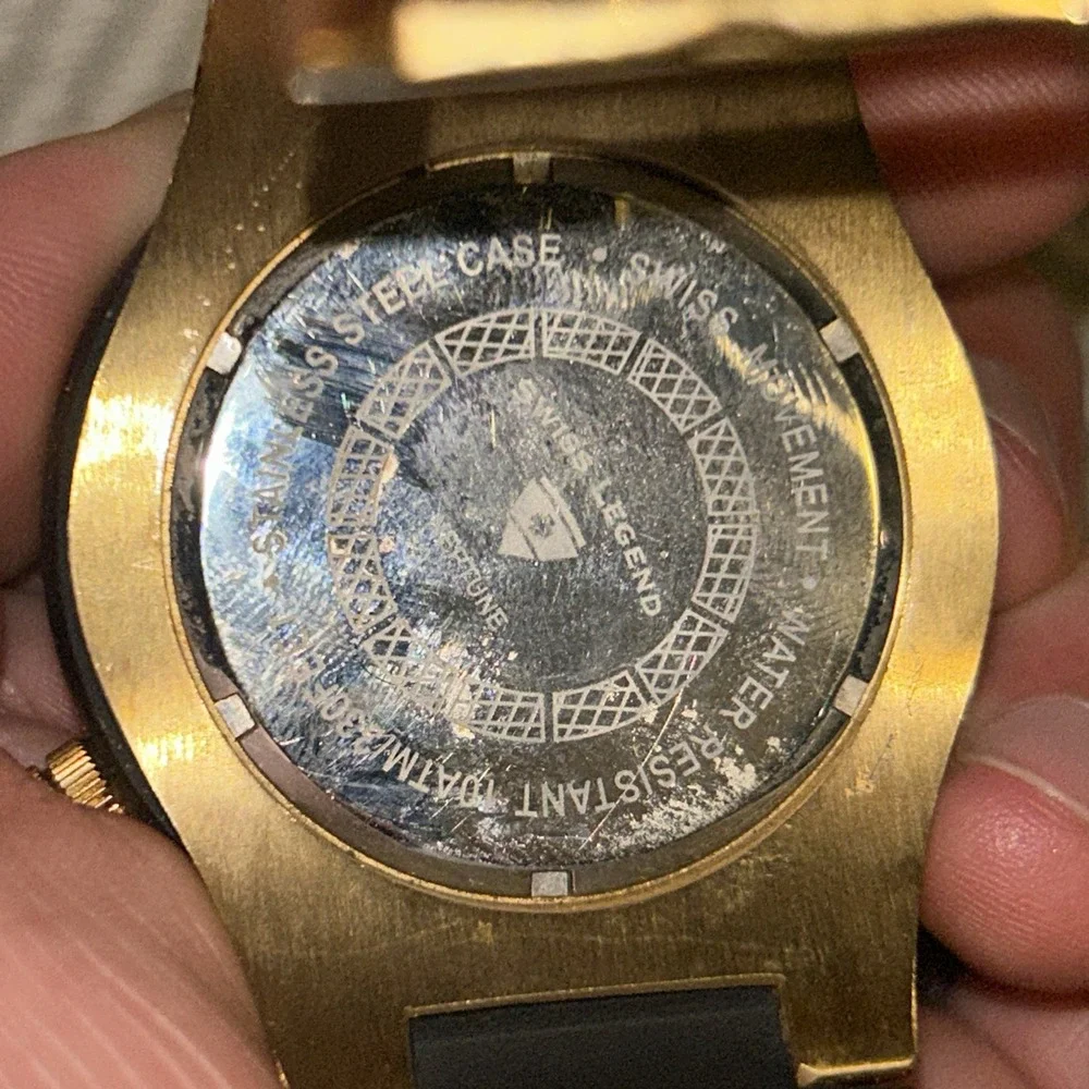 53mm Swiss Legend Neptune Gold Men's Quartz‎ Wristwatch Swiss Stainless Steel D4