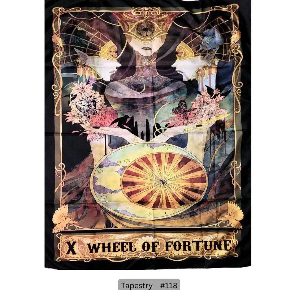 The Wheel of‎ Fortune Tarot Card Tapestry Hanging Wall Decor