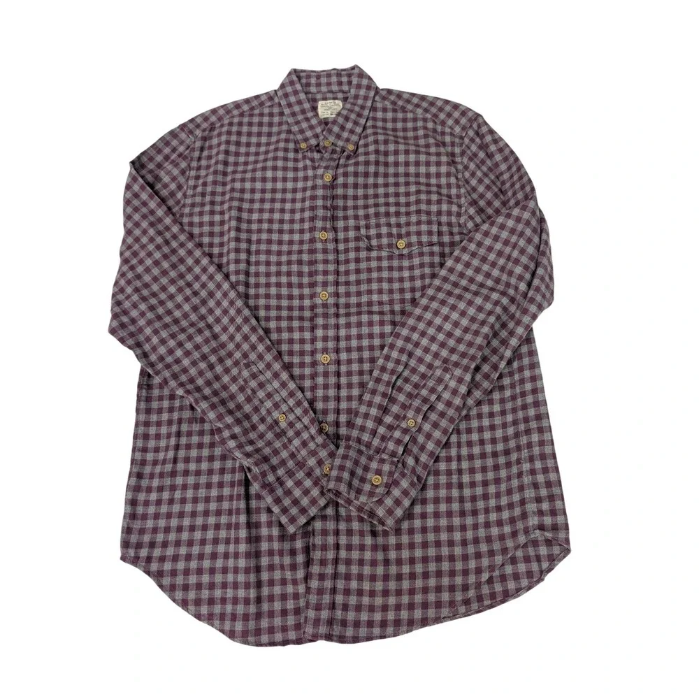 J. Crew‎ Purple Check Workshirt Chest Pocket L/S Button Shirt Men's Size Medium