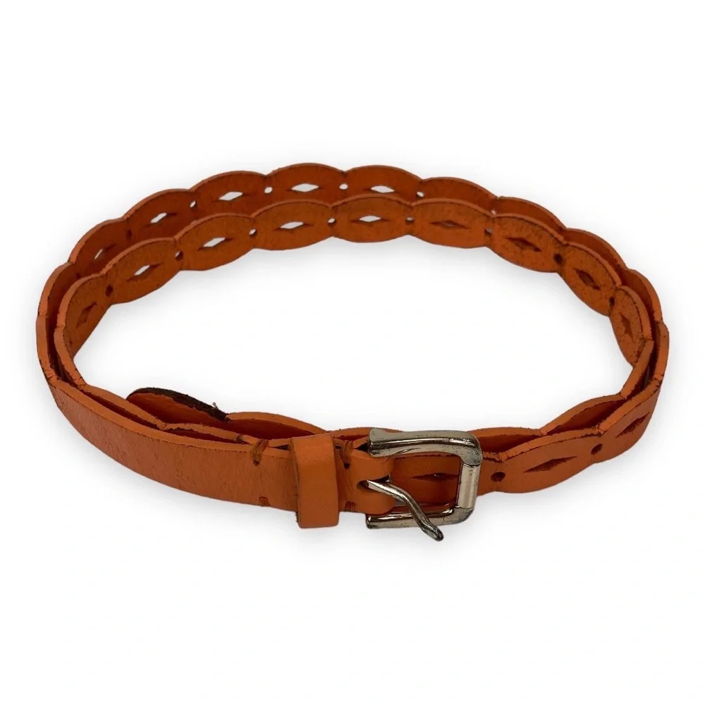 Lands End Women's Perforated Orange Belt M/L