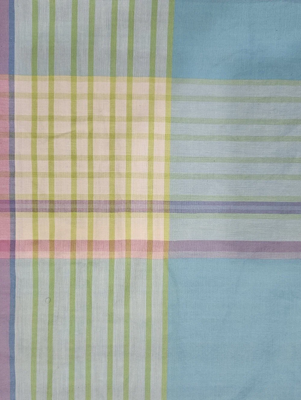 Designers Guild Pastel Plaid Twin/XL Duvet Cover Pink Blue Green Cotton Retro