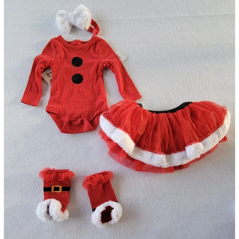 Baby Essentials Santa Tutu Size‎ 3(1)-6(1)-9(1)-18(3)-24(1) Months Red/Black