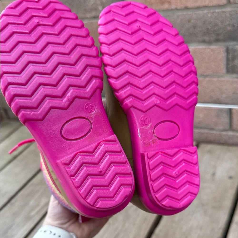 Fabkids Ombre Glitter Lace up Duck Boot in Hot Pink Size 10 NWT