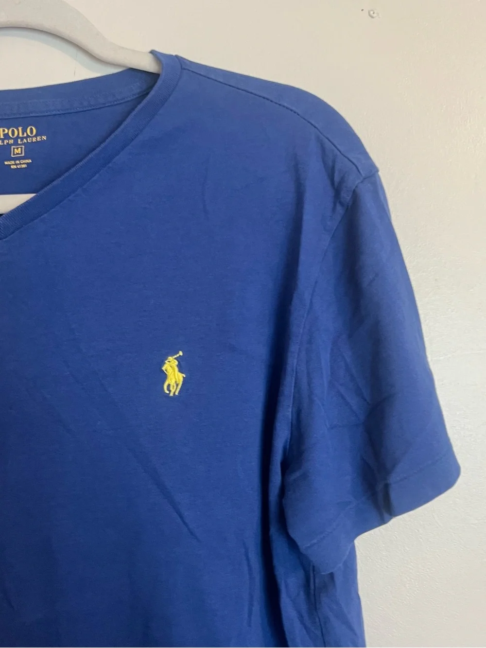 Polo by Ralph Lauren V-Neck Tee in Royal Blue with Yellow Pony