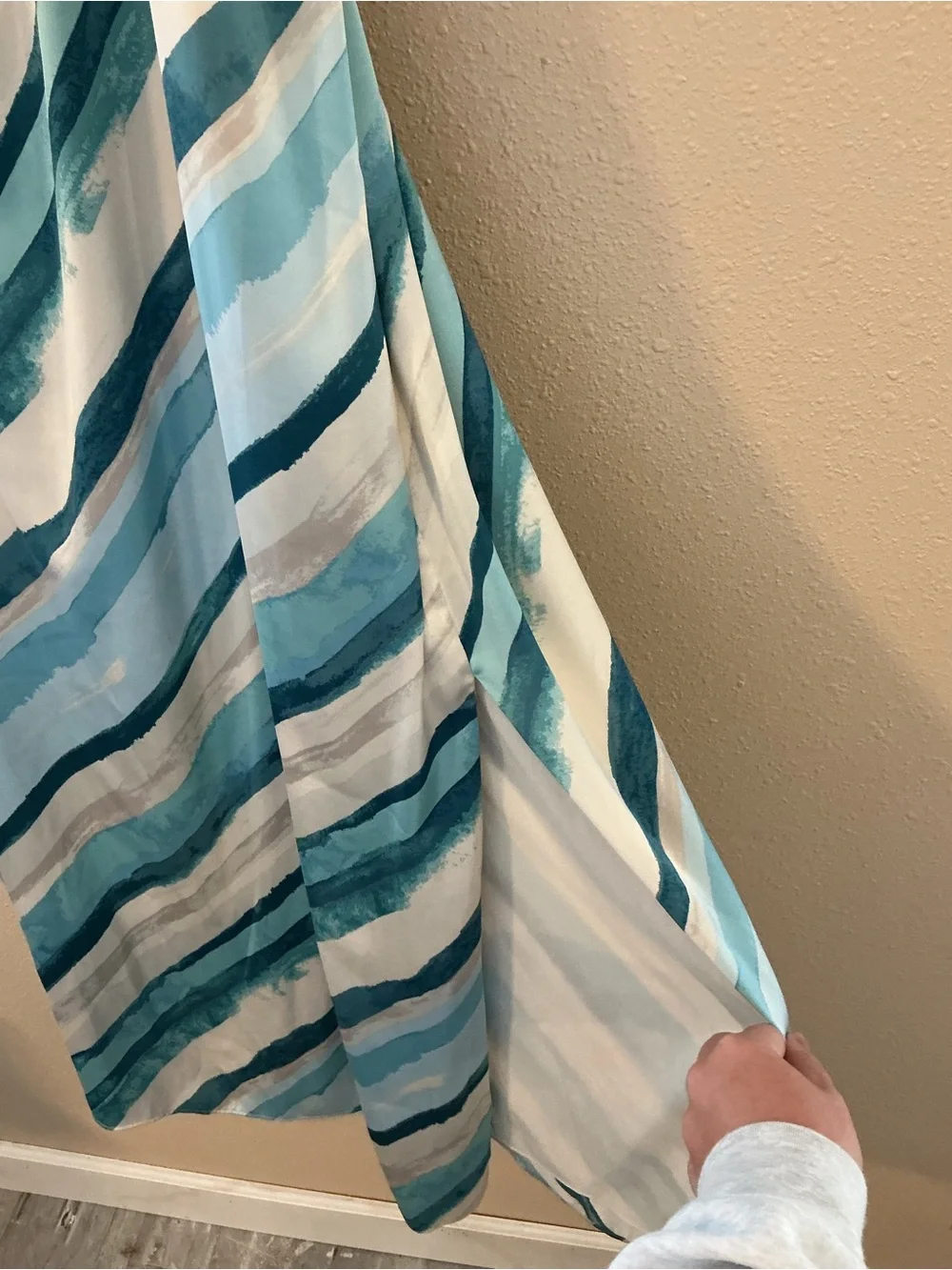Abercrombie & Fitch White Lined Blue Trim Dress