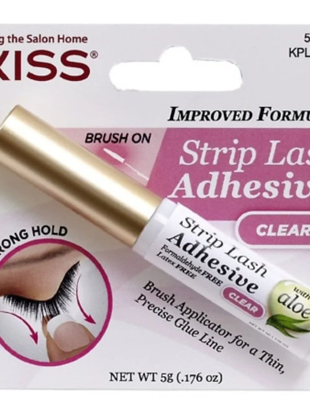 Kiss Latex Free Brush-on Strip Lash Adhesive with Aloe  Net Wt. 5g (0.17 Oz.) -