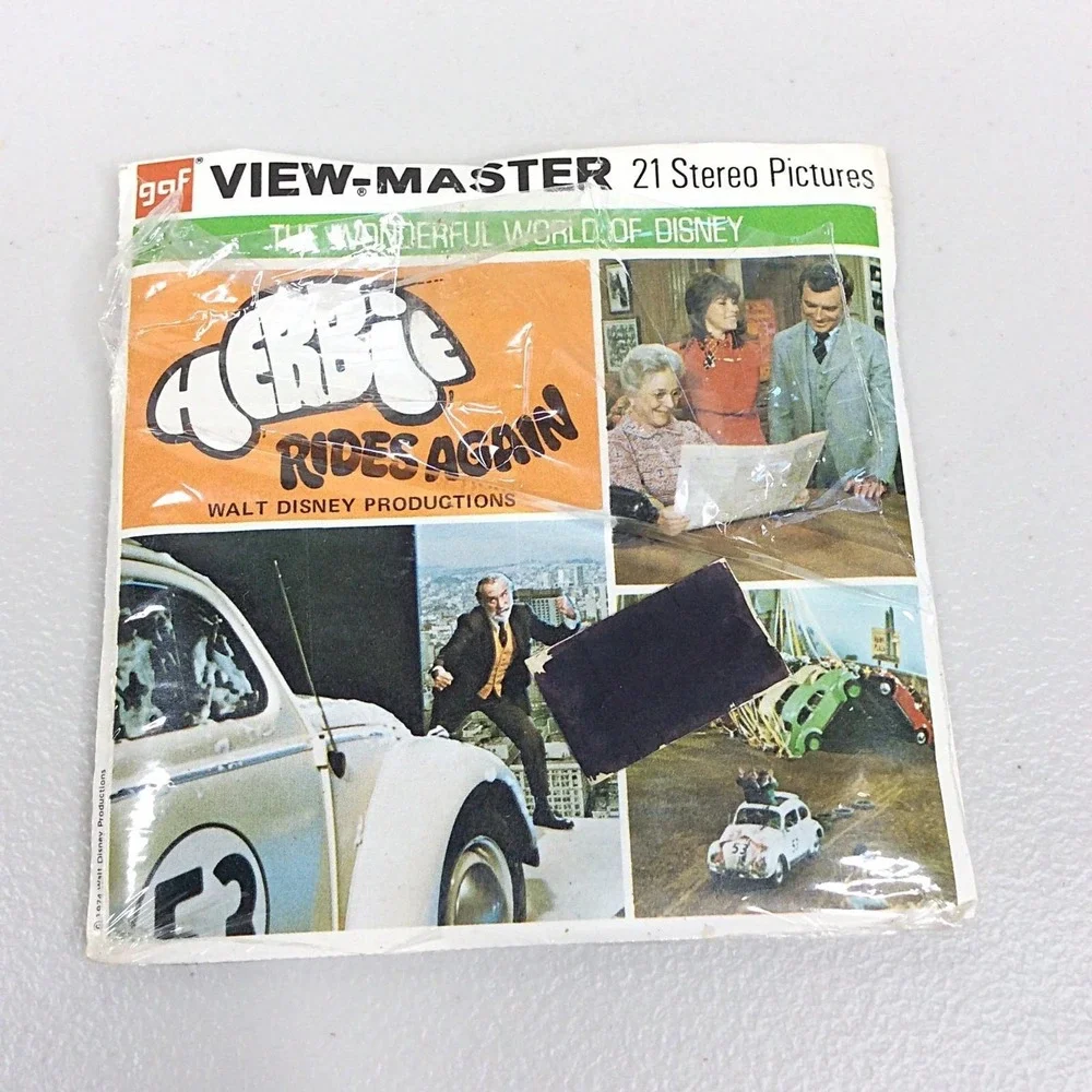 Vintage 1974 GAF View Master Herbie Rides Again 3 Reel Set B578 World of Disney