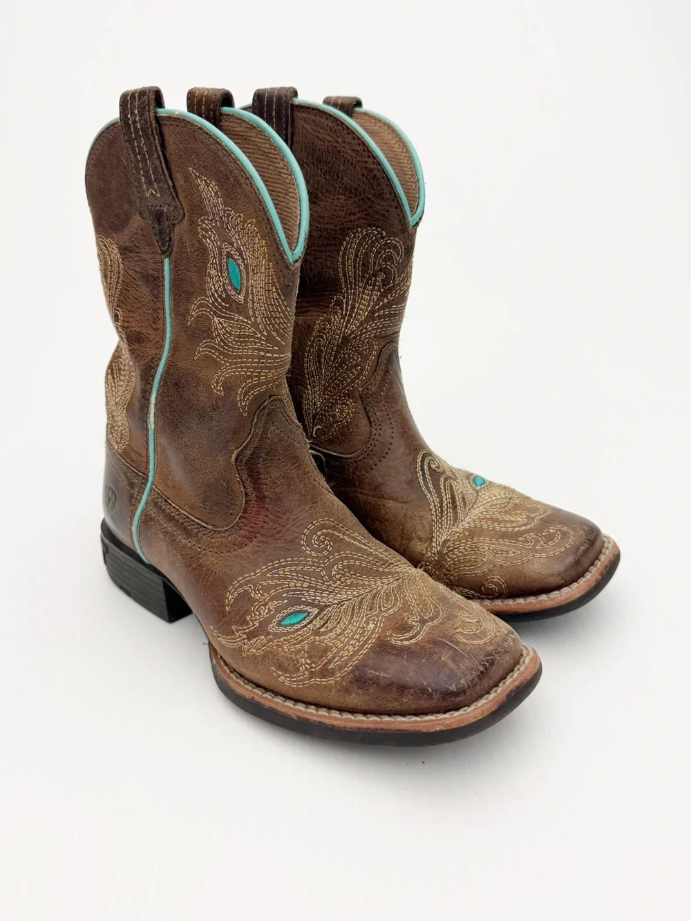 Ariat Bright Eyes II Brown Leather Western Cowboy Boots Youth Shoes