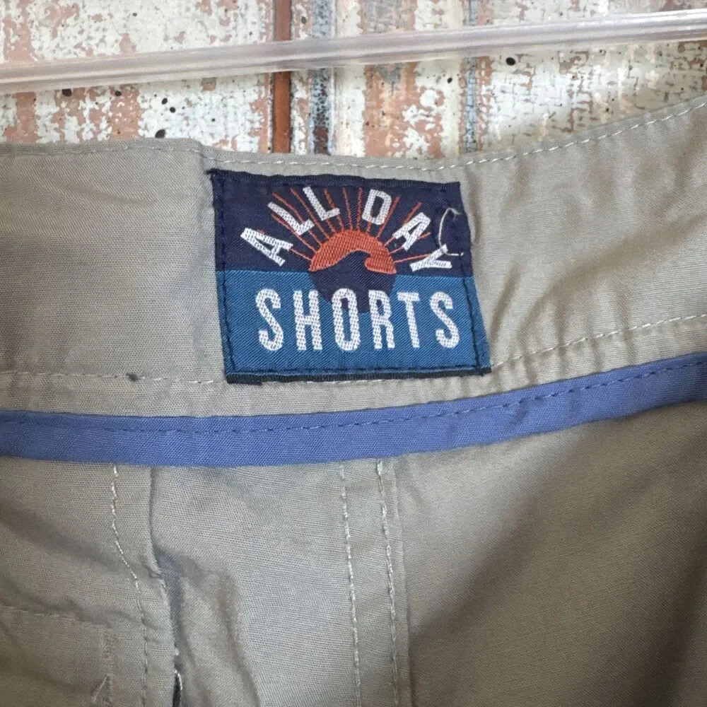 Faherty All Day Shorts Men's Size 31 Green/Tan Quick Dry Lightweight Hiking 7.5”