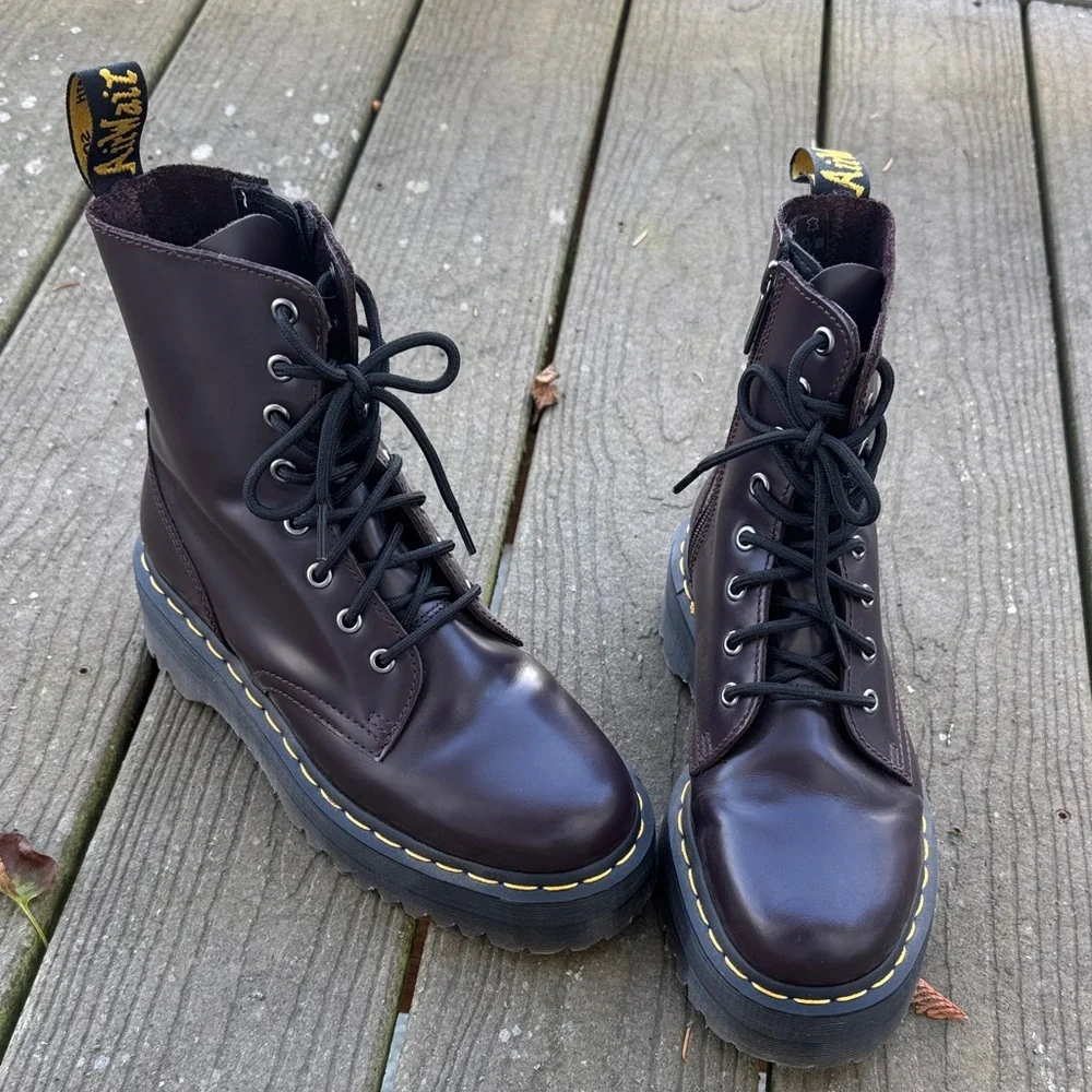 Dr Martens Jadon Purple Platform Smooth Leather Boots w/ Zip Sz 39 / 8