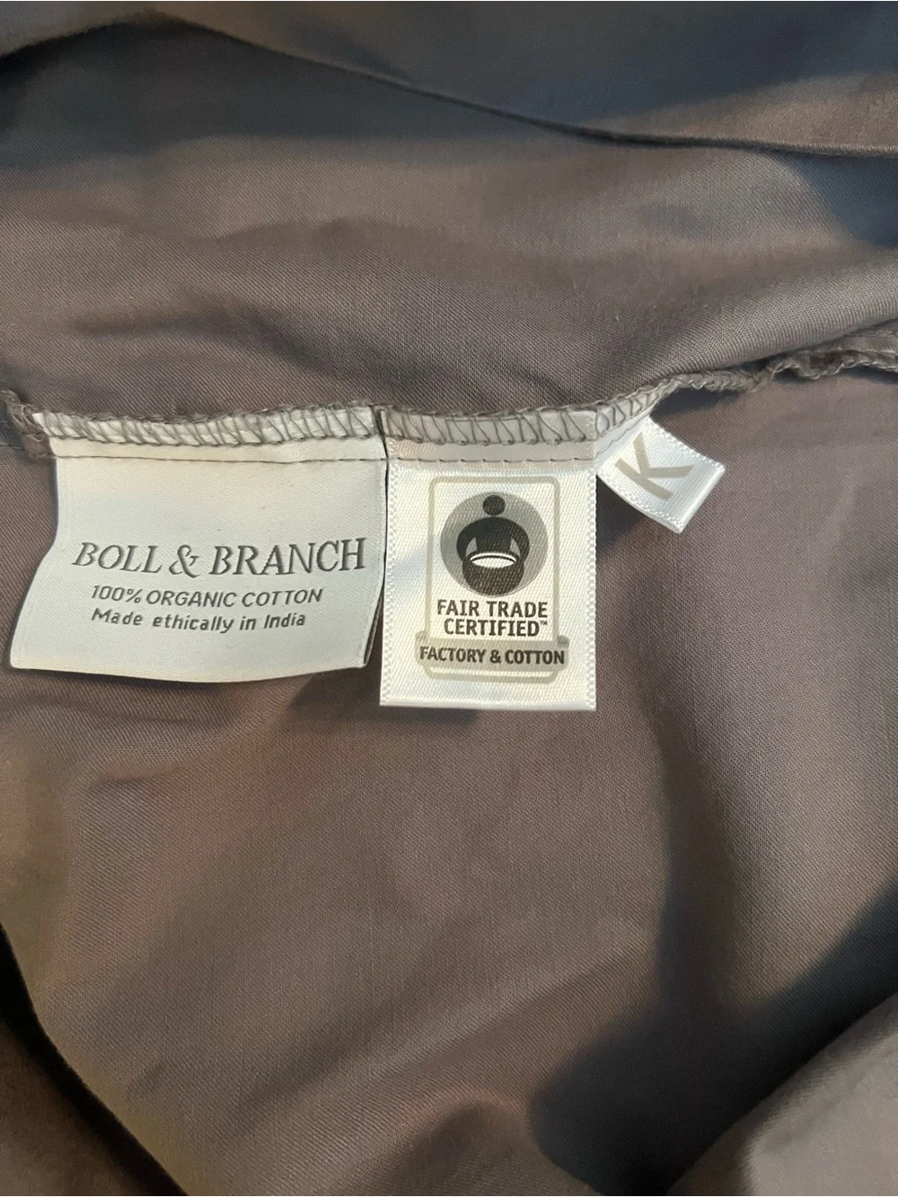 Boll & Branch bag slight fitted