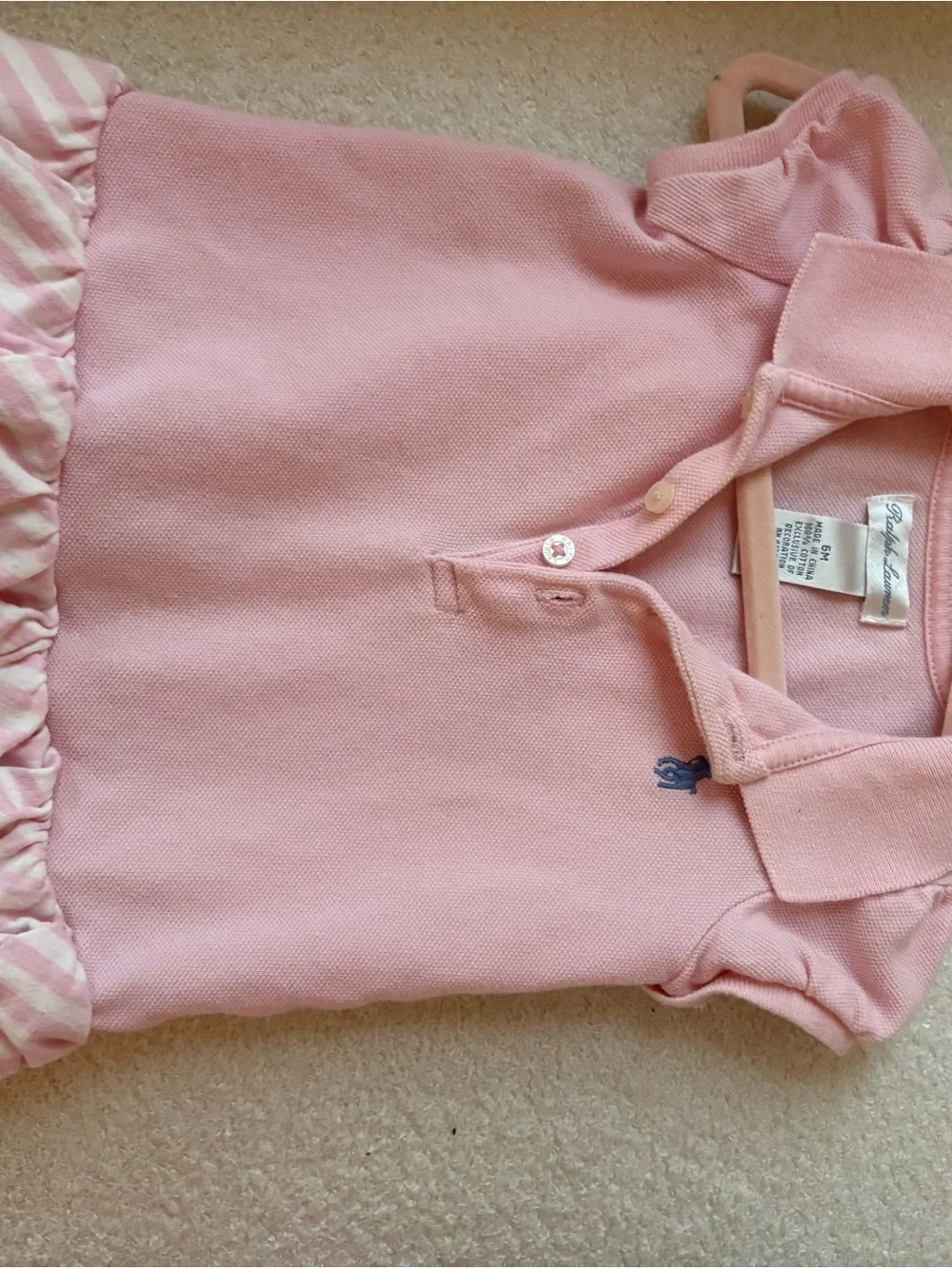 Ralph Lauren Light Pink Polo Dress with Ruffle Trim