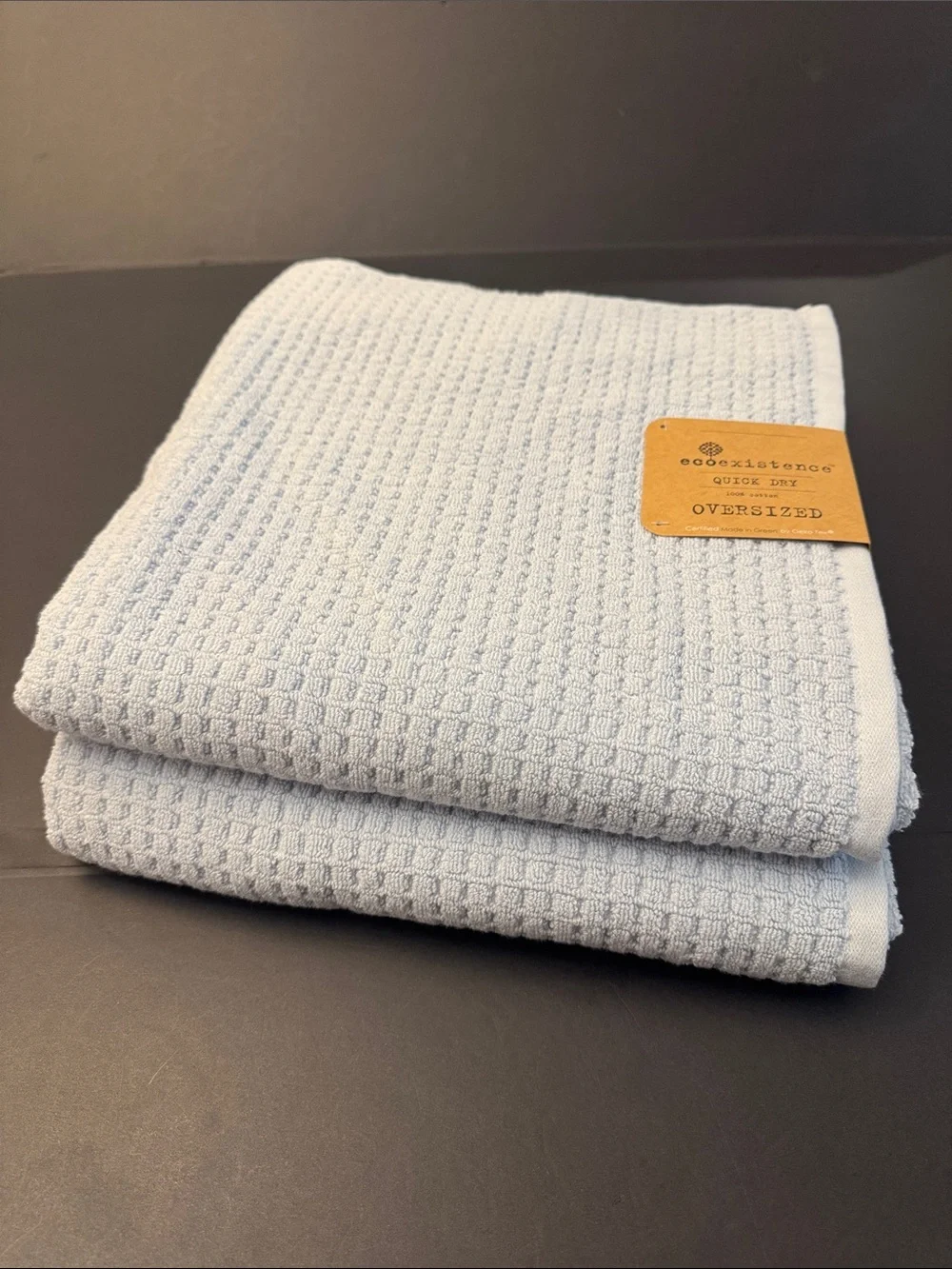 2pc ECOEXISTENCE Quick Dry 100% Cotton Oversized Bath Towel Set - Powder Blue