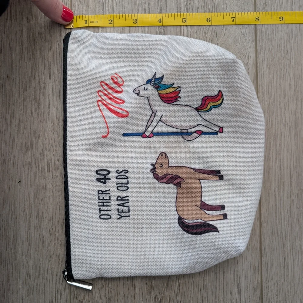 40th Birthday Gift. Fun Unicorn and Horse Pouch.