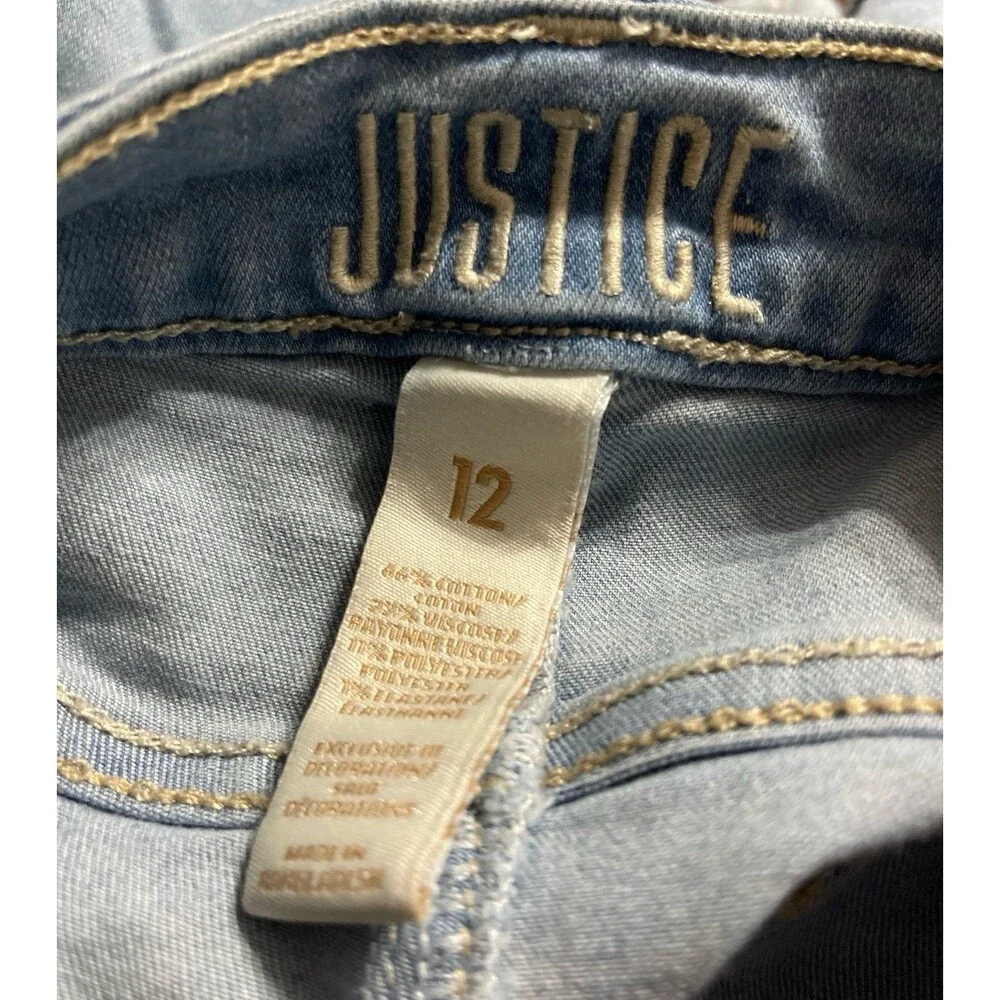 Justice Girls Distressed Denim Shorts Size 12