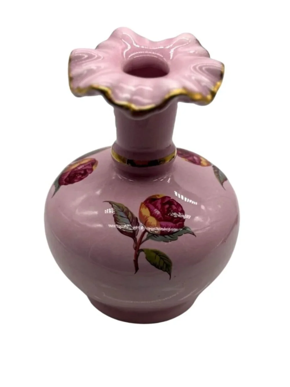 Pink Ceramic Rose Vase vintage pink