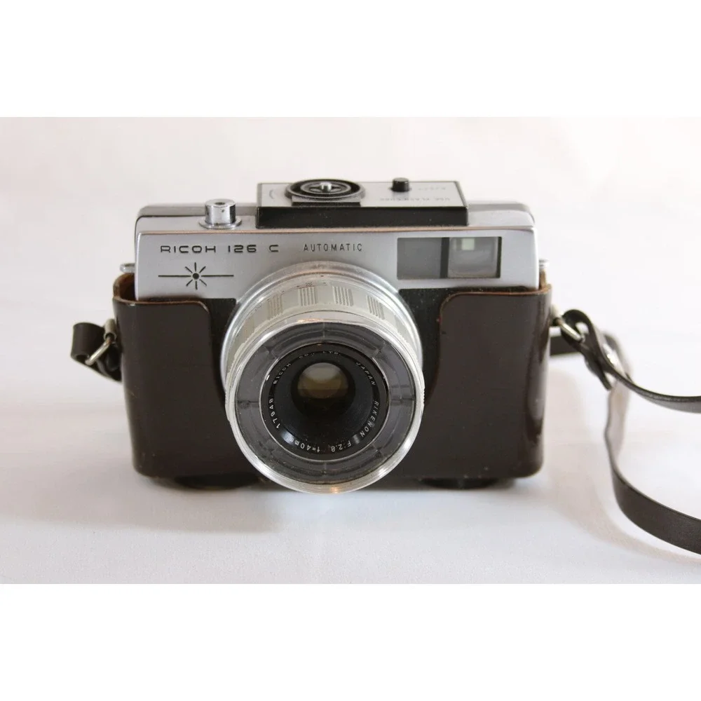 Ricoh 126 C Automatic Film Camera Rikenon 40mm f2.8 Lens Silver Japan Vintage