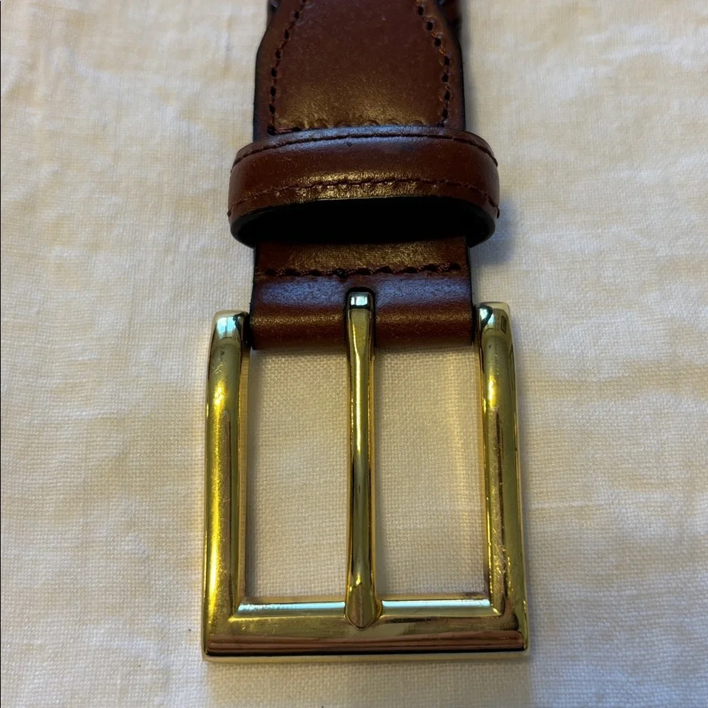 Brown Braided Leather Belt with Gold Buckle