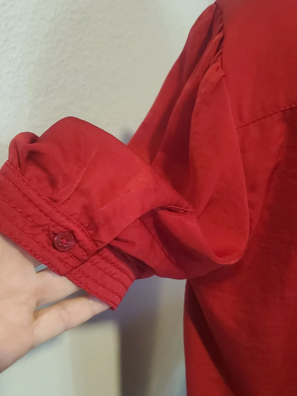 Banana Republic Womens Red Button-Front Mandarin Collar Blouse