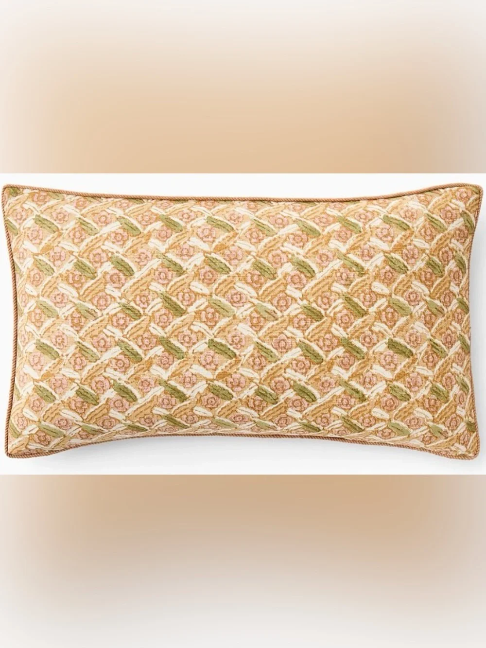 Pierce & Ward Floral Lattice Lumbar Pillow Cover