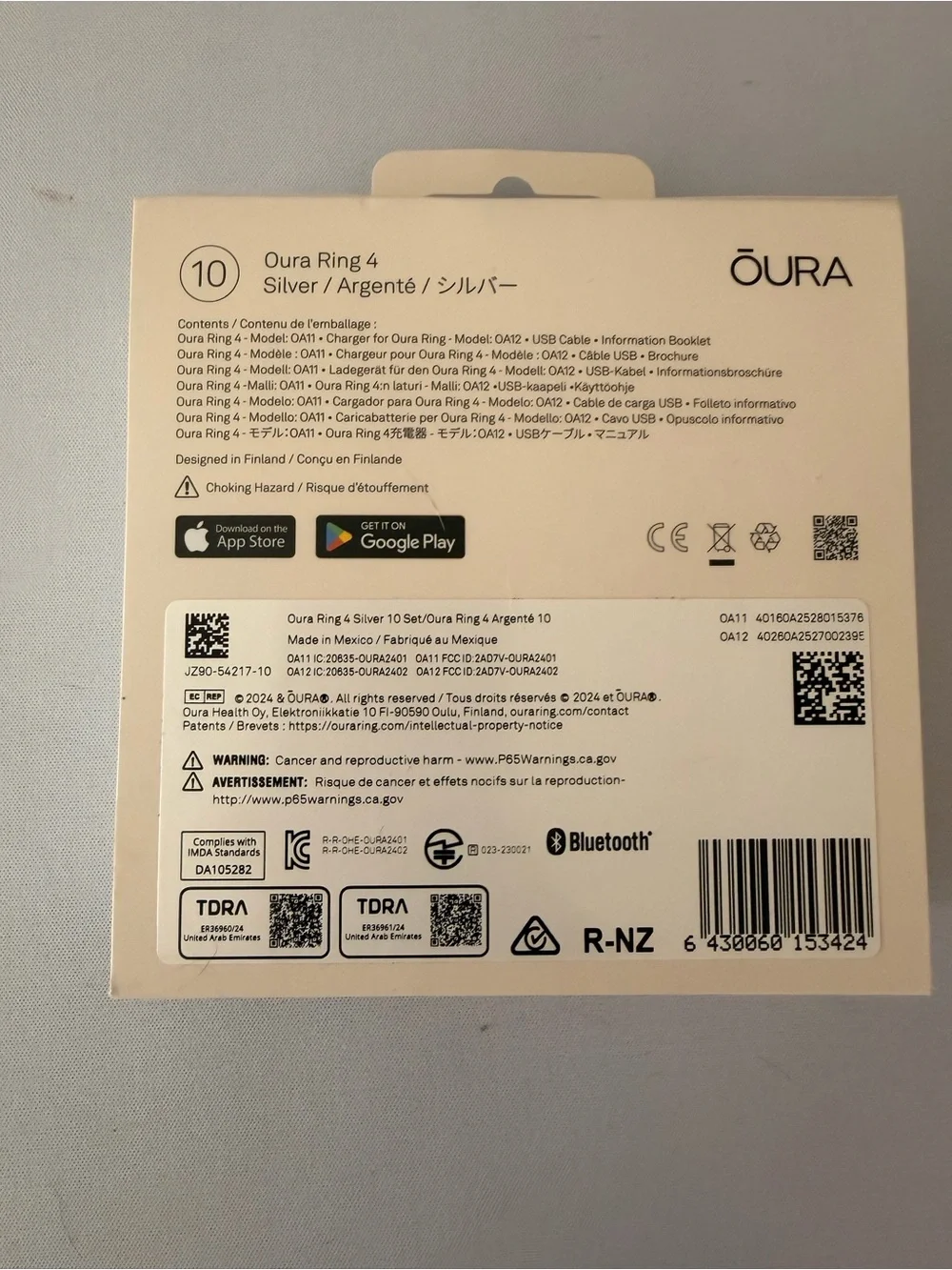 Oura silver size