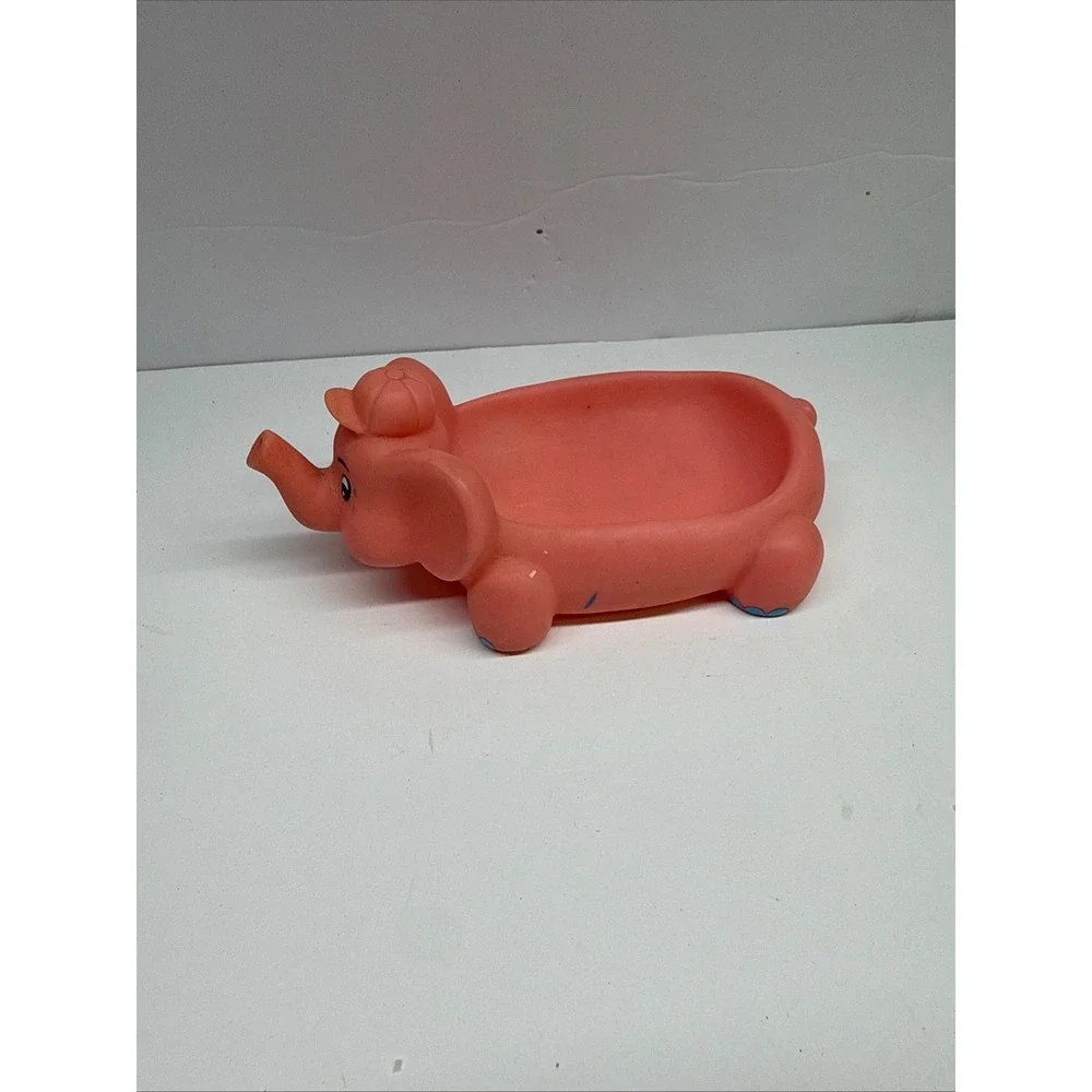 Vintage 1999 pHisoderm Kids Bar Pink Elephant Soap Dish Rubber Bath Toy Decor