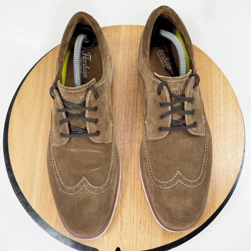 Florshiem Astor Wingtip Suede Loafer Shoes‎ Brown Mens 10 13339-051