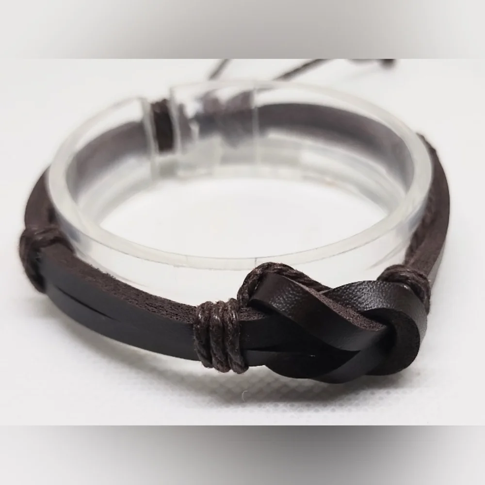 Men's‎ Bracelet Leather Knotted Brown New f39