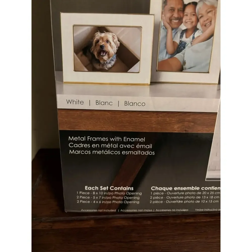 NEW Mikasa Enamel Frames Set Of 5 White Picture Frame 8x10 (1), 5x7 (2), 4x6 (2)
