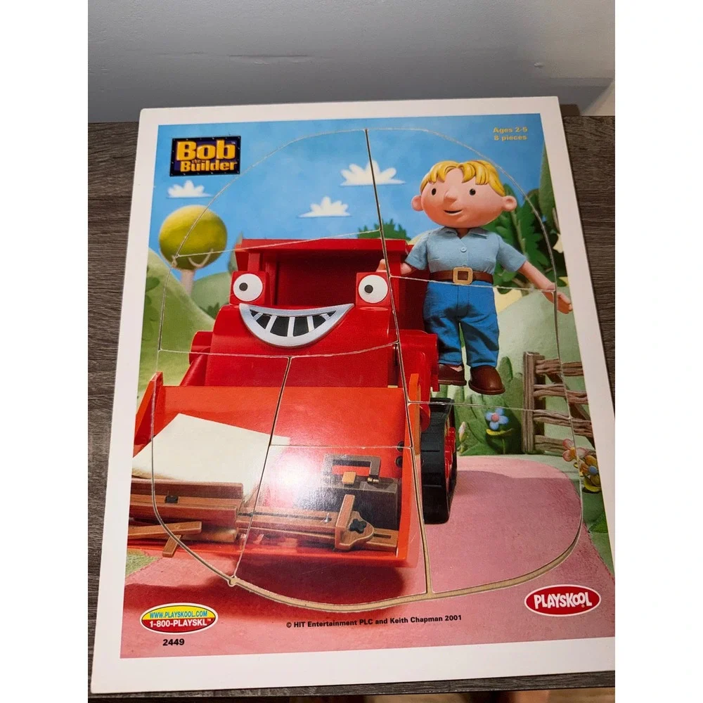 Vintage 2001 Bob the Builder Playskool Wooden Tray Puzzle 8 Piece Muck Red Truck