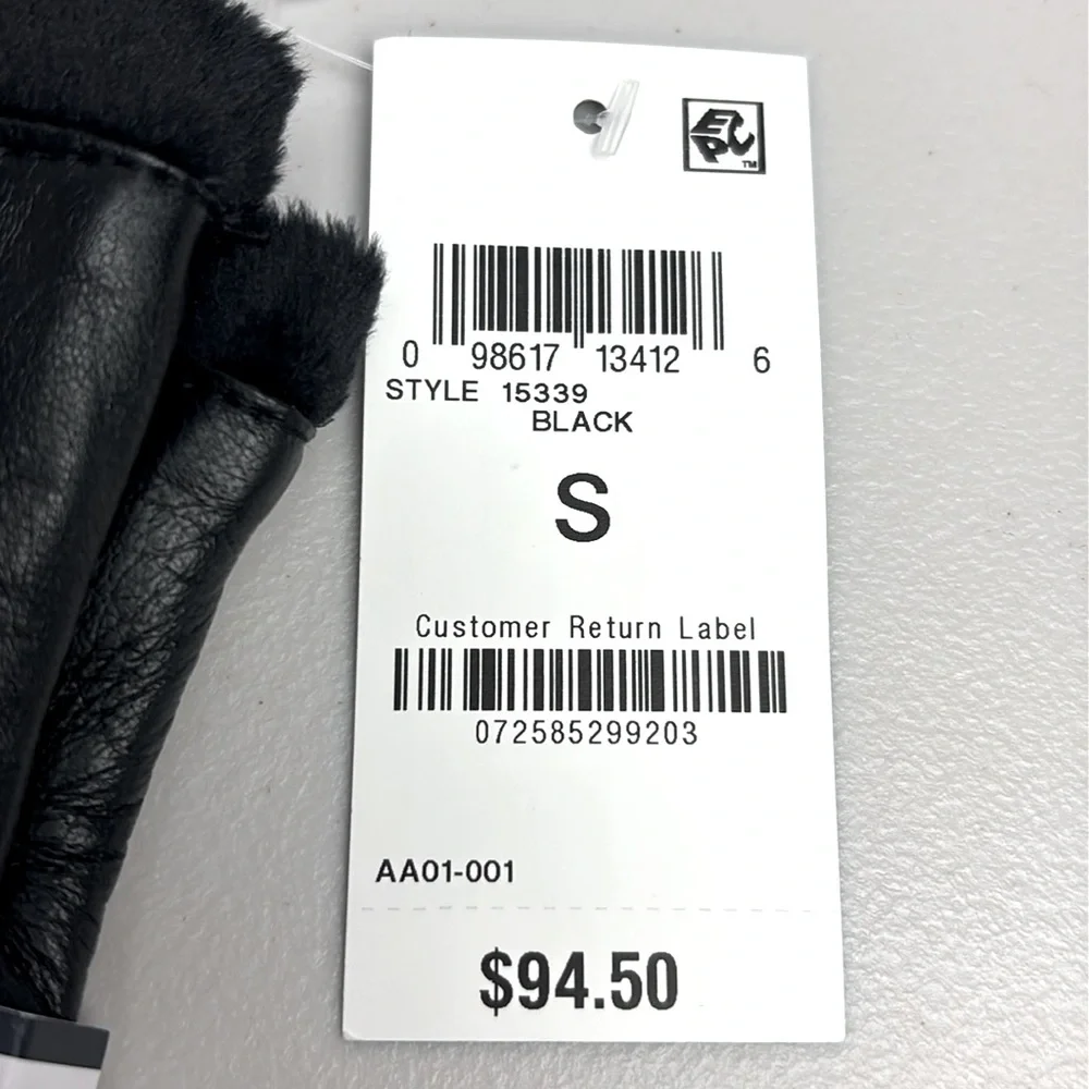 Charter Club Black Leather Faux Fur Lined Touchscreen Technology Gloves Winter