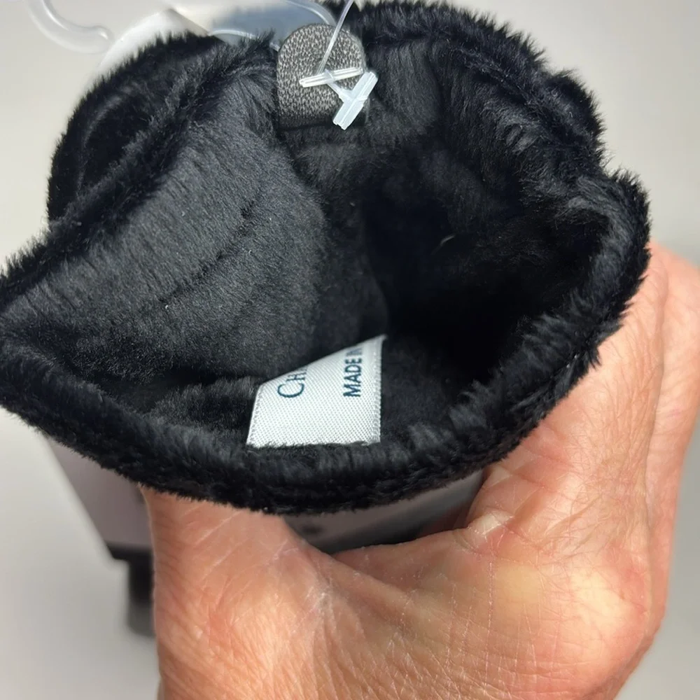 Charter Club Black Leather Faux Fur Lined Touchscreen Technology Gloves Winter