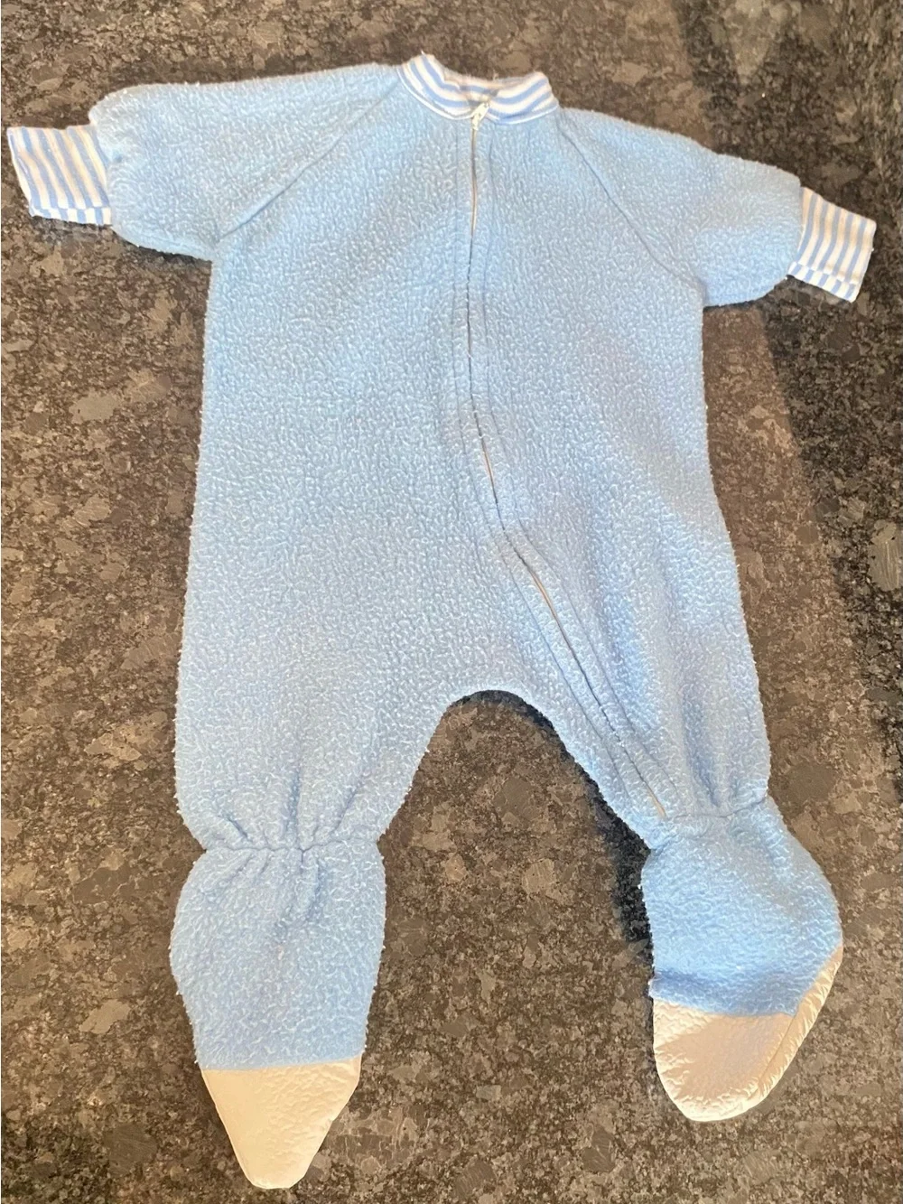 Vintage baby 0-3m Cozy Blue Fleece Baby One-Piece Footie