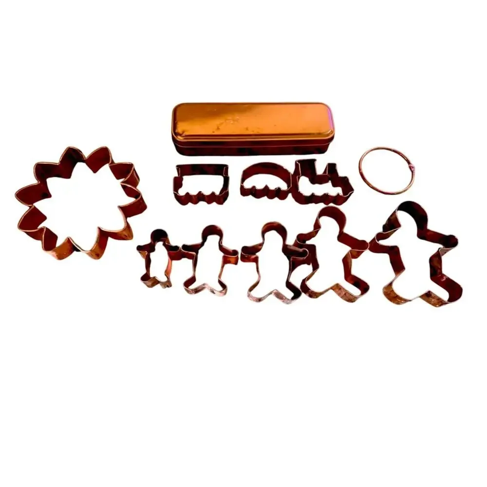 Copper Colored‎ Cookie Cutters Varied Sizes of Gingerbread men, Flower and Train