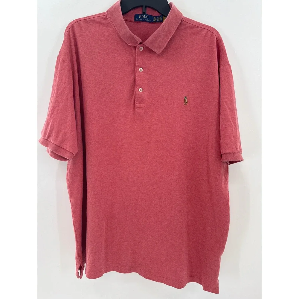 Polo Ralph Lauren Men's Red Heathered Classic Fit Polo‎ Shirt Size 2XLT
