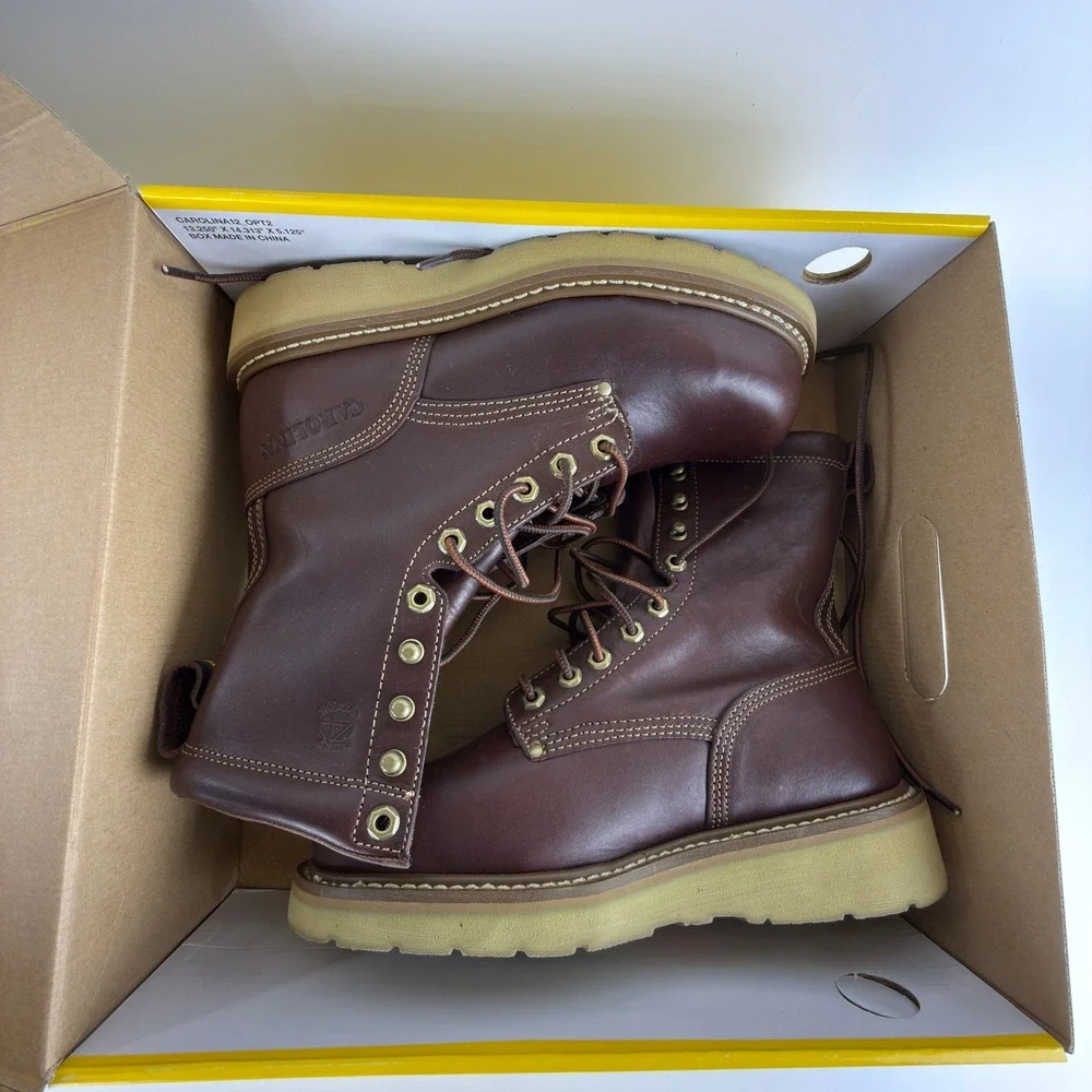 Carolina CA8549 Mens 8 D Brown Leather Soft Toe Steel Shank Work Boots‎ NIB