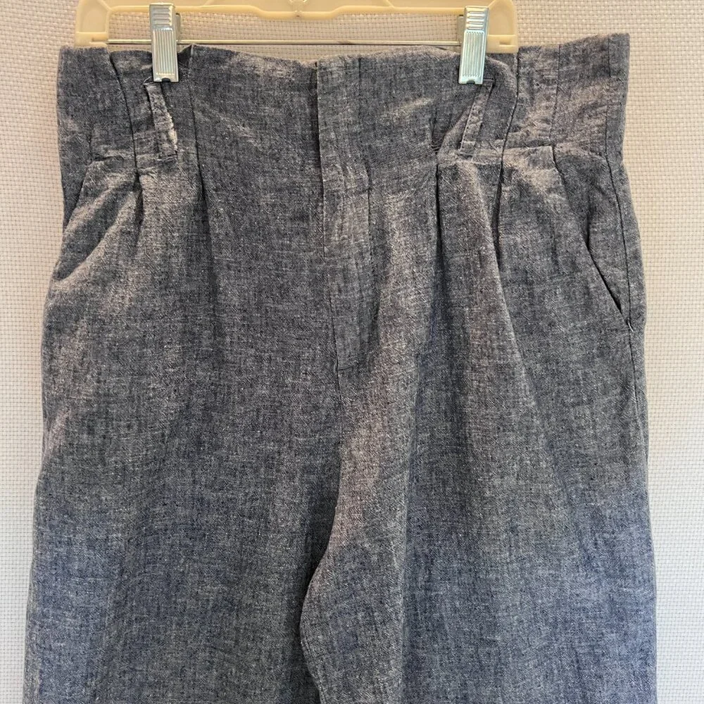 H&M Women’s Linen Blend Pants Blue Size 6 High Rise Wide Leg L.O.G.G‎ (READ)