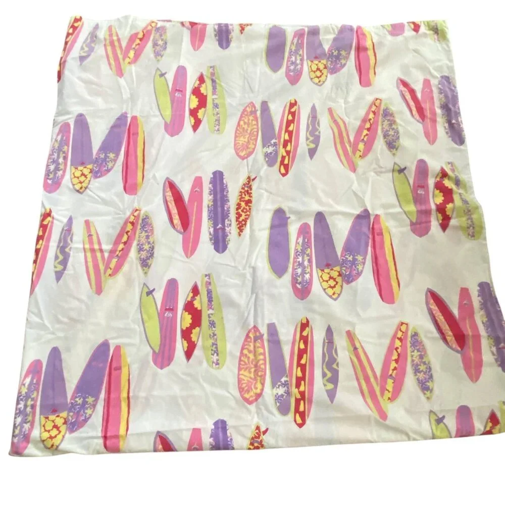 Garnet Hill Cotton Duvet Cover Pink Purple Surfboard Beach Cottage Portugal‎ QN