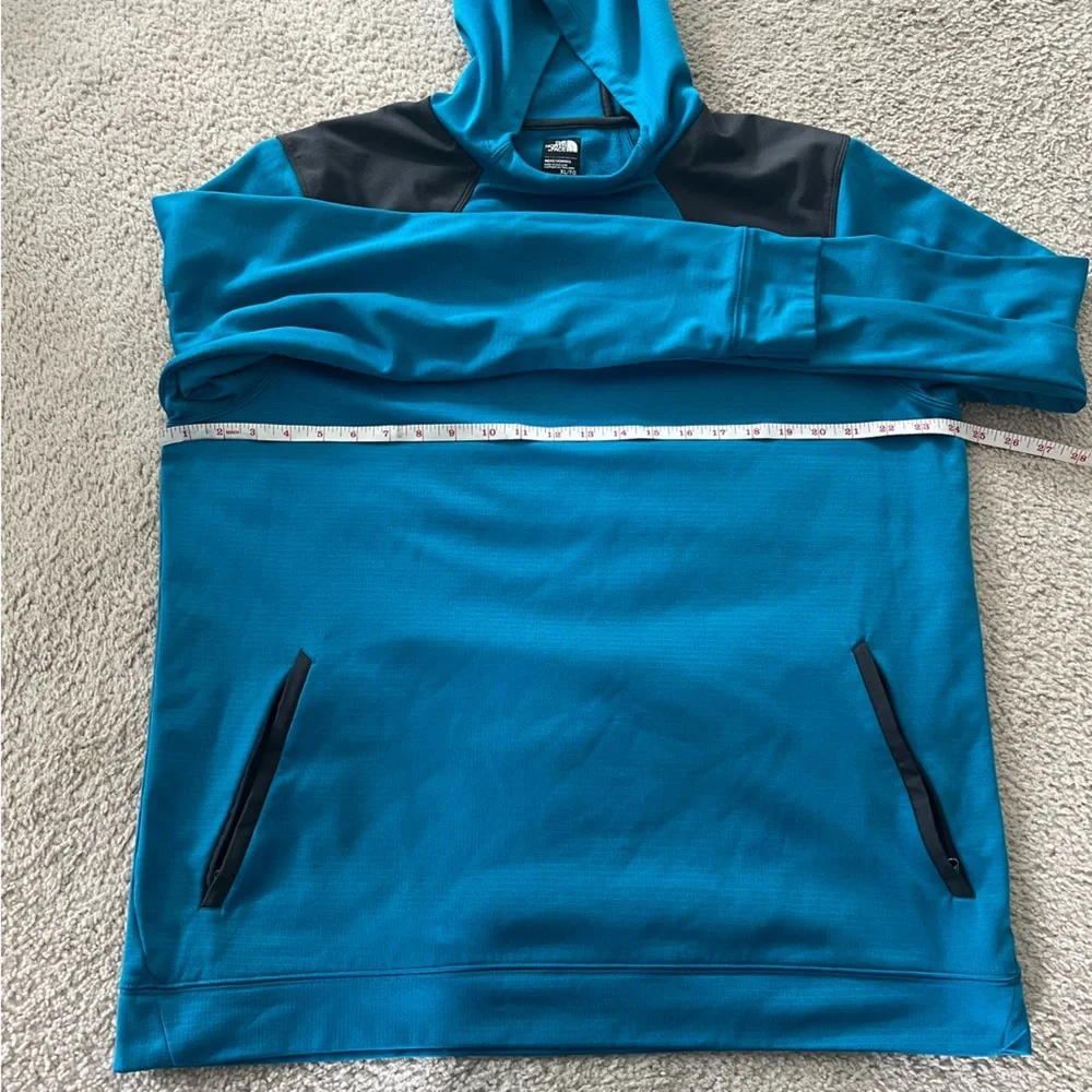 The north face mens fleece lined blue pullover hoodie size XL