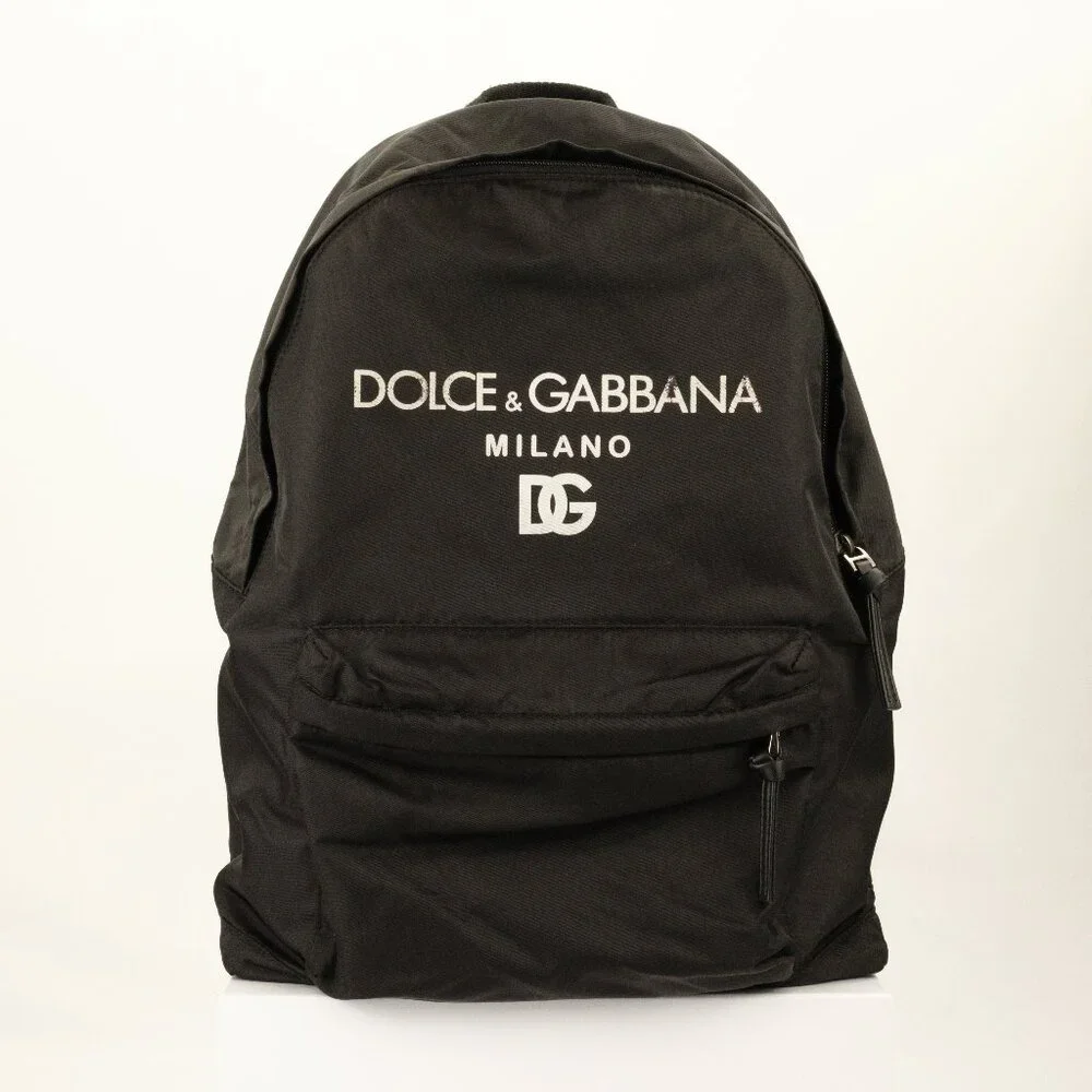 Dolce & Gabbana Nylon Distressed Milano Print Backpack, Black