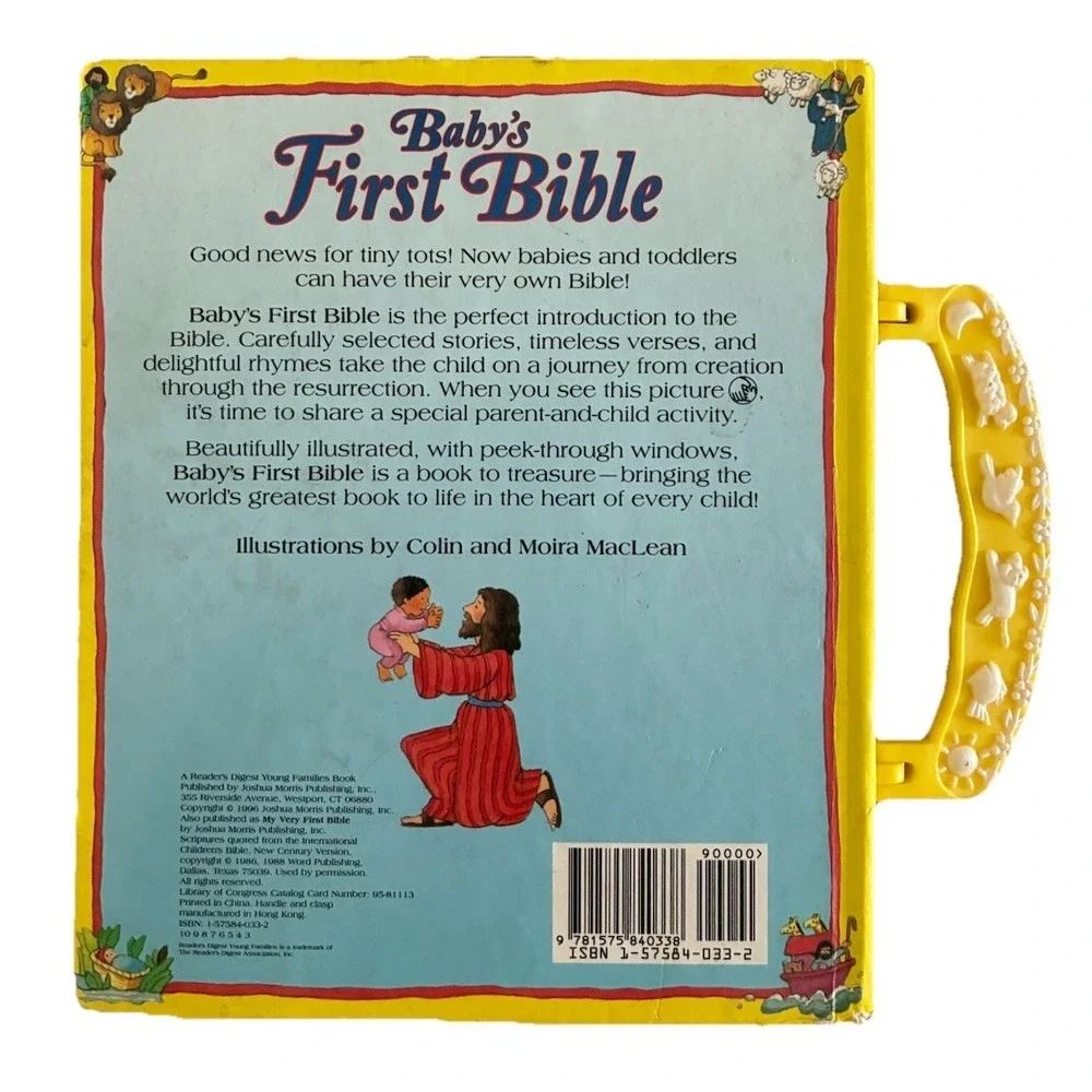Baby's First Bible Catholic Board Book Peek Trough‎ Windows Carry Handle Vintage